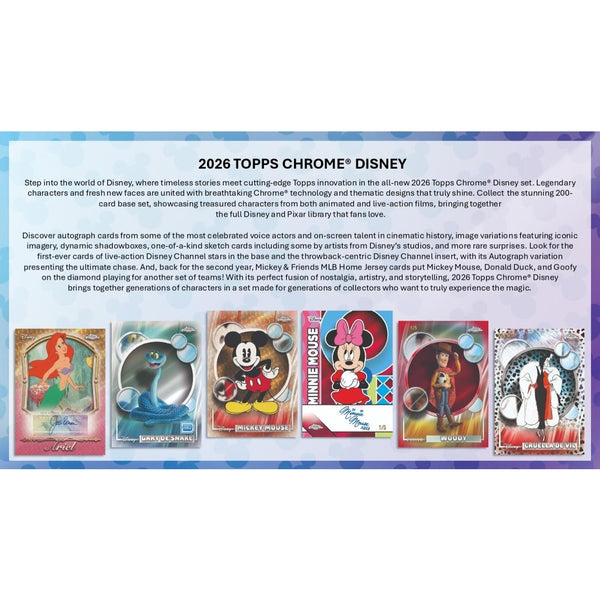 2026 TOPPS DISNEY CHROME MEGA BOX (8-PACKS / 56 TRADING CARDS)