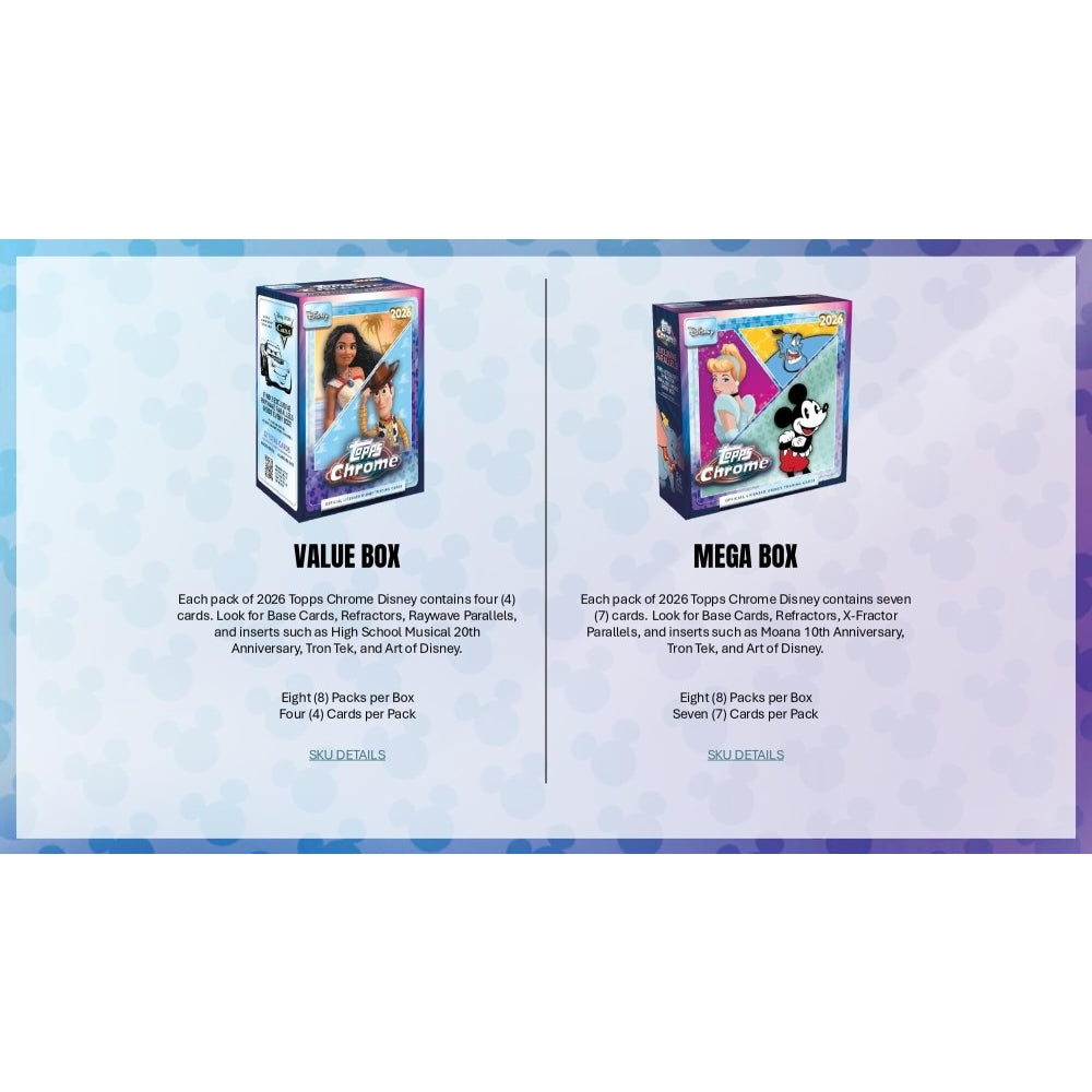 2026 TOPPS DISNEY CHROME MEGA BOX (8-PACKS / 56 TRADING CARDS