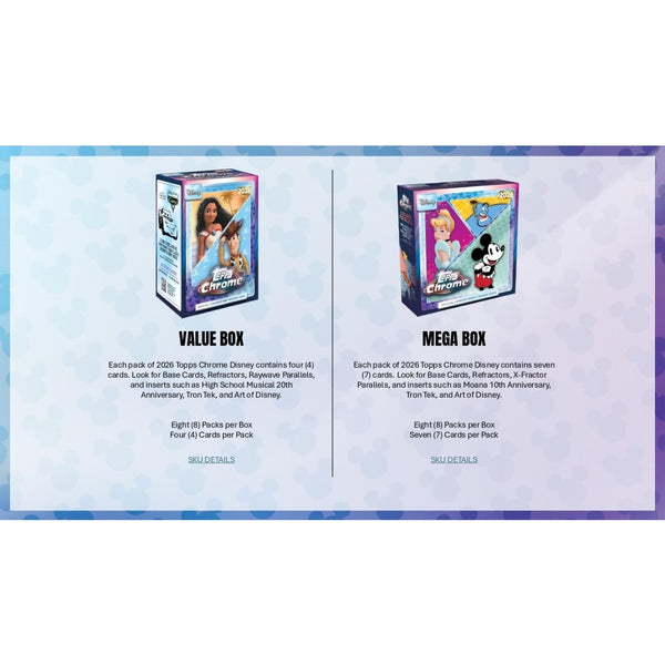 2026 TOPPS DISNEY CHROME MEGA BOX (8-PACKS / 56 TRADING CARDS)