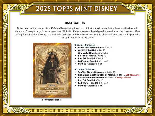 2025 TOPPS DISNEY MINT HOBBY BOX (1-PACKS / 11 TRADING CARDS)