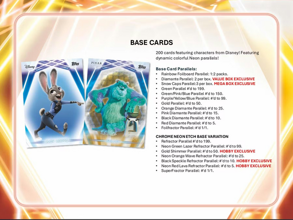 2026 TOPPS DISNEY NEON BLASTER VALUE BOX (7-PACKS / 35 TRADING CARDS)