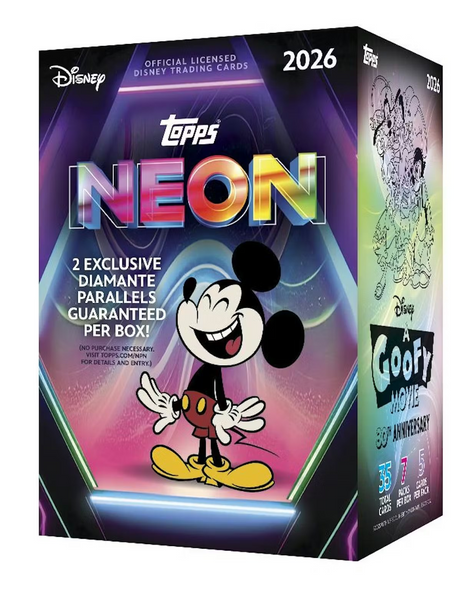 2026 TOPPS DISNEY NEON BLASTER VALUE BOX (7-PACKS / 35 TRADING CARDS)