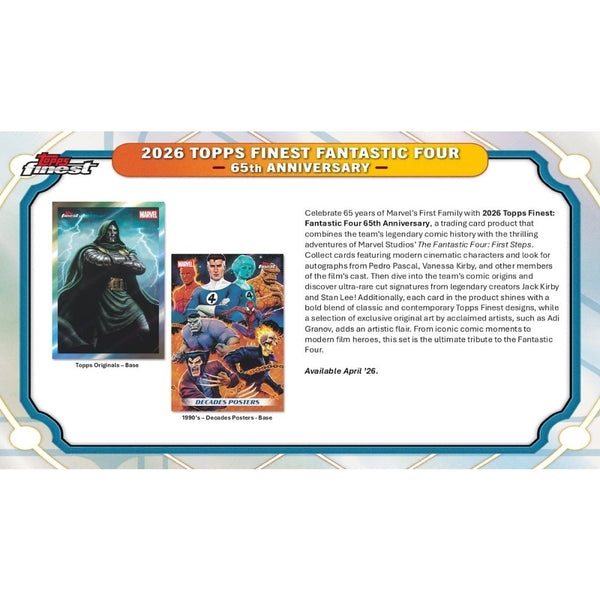 2026 TOPPS FINEST MARVEL FANTASTIC FOUR HOBBY BOX NEW SEALED (60-CARDS)