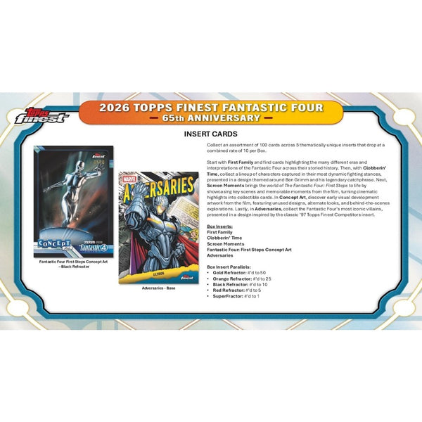 2026 TOPPS FINEST MARVEL FANTASTIC FOUR HOBBY BOX NEW SEALED (60-CARDS)