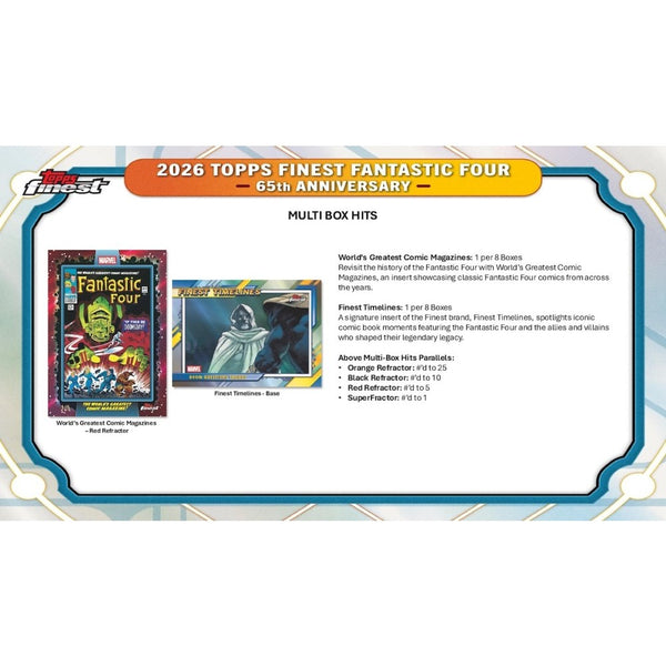 2026 TOPPS FINEST MARVEL FANTASTIC FOUR HOBBY BOX NEW SEALED (60-CARDS)
