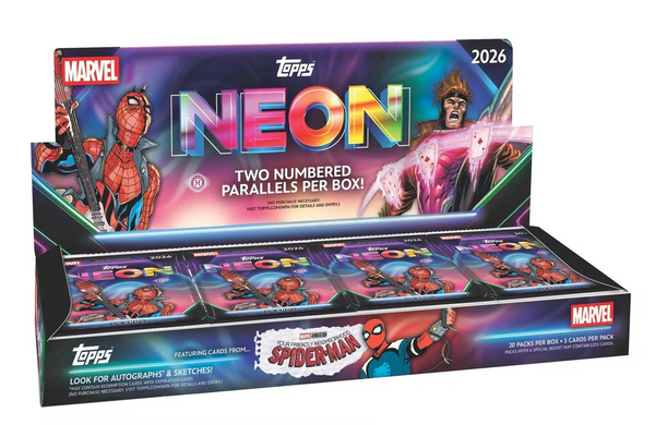 2026 TOPPS MARVEL NEON HOBBY BOX (20-PACKS / 100 TRADING CARDS)