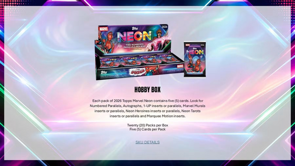 2026 TOPPS MARVEL NEON HOBBY BOX (20-PACKS / 100 TRADING CARDS)