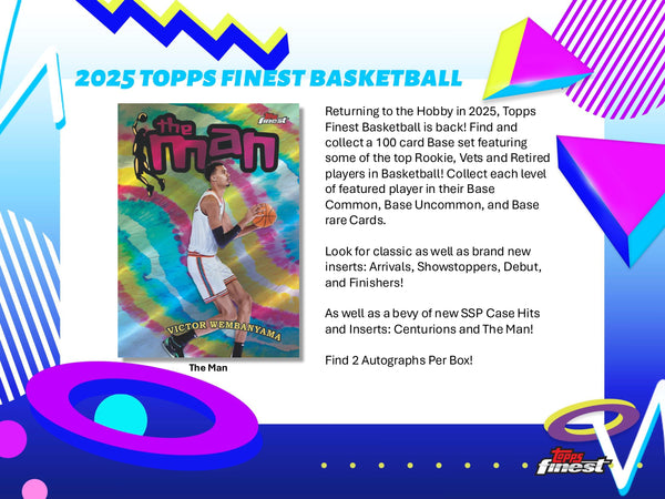 2024-25 TOPPS FINEST NBA BASKETBALL HOBBY BOX (2) AUTOS GUARANTEED (6-PACKS / 60 TRADING CARDS)