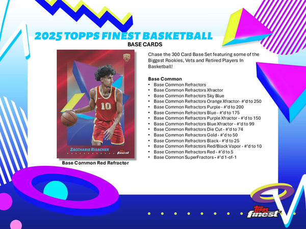 2024-25 TOPPS FINEST NBA BASKETBALL HOBBY BOX (2) AUTOS GUARANTEED (6-PACKS / 60 TRADING CARDS)
