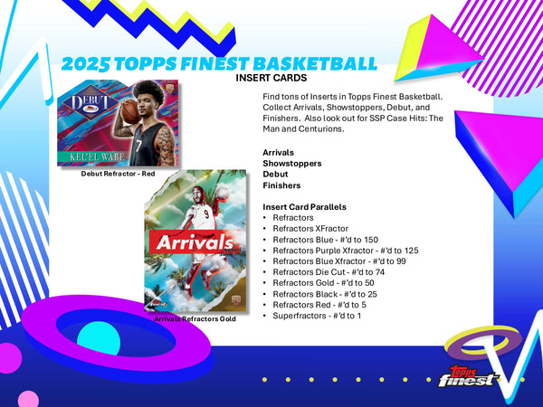 2024-25 TOPPS FINEST NBA BASKETBALL HOBBY BOX (2) AUTOS GUARANTEED (6-PACKS / 60 TRADING CARDS)