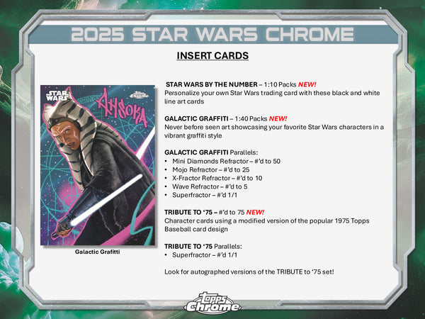 2025 TOPPS STAR WARS CHROME HOBBY BOX NEW SEALED (10-PACKS / 100-CARDS) AUTOGRAPH GUARANTEE