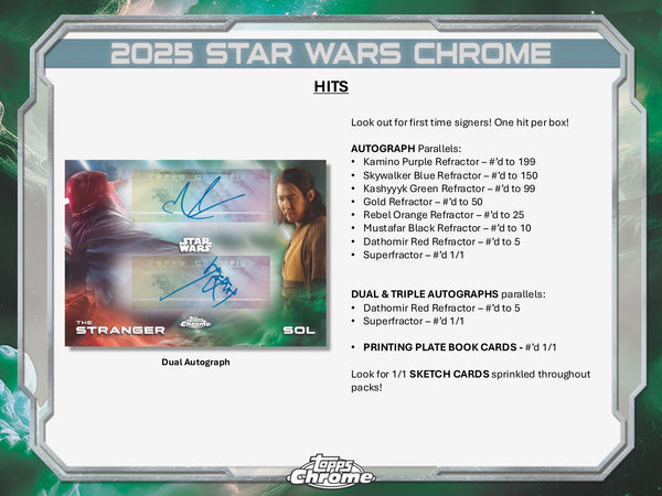 2025 TOPPS STAR WARS CHROME HOBBY BOX NEW SEALED (10-PACKS / 100-CARDS) AUTOGRAPH GUARANTEE