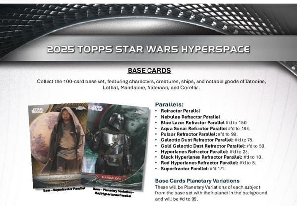 2025 TOPPS STAR WARS HYPERSPACE HOBBY BOX NEW SEALED (8-PACKS / 64-CARDS) PARALLELS GUARANTEED