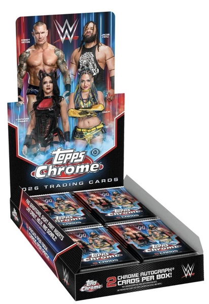 2026 TOPPS CHROME WWE HOBBY BOX NEW SEALED (96-CARDS) (2) AUTOGRAPHS GUARANTEED
