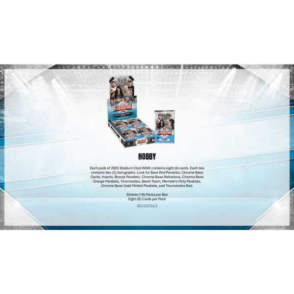 2026 TOPPS WWE STADIUM CLUB HOBBY BOX NEW SEALED (128-CARDS) (2) AUTOGRAPHS ON AVERAGE
