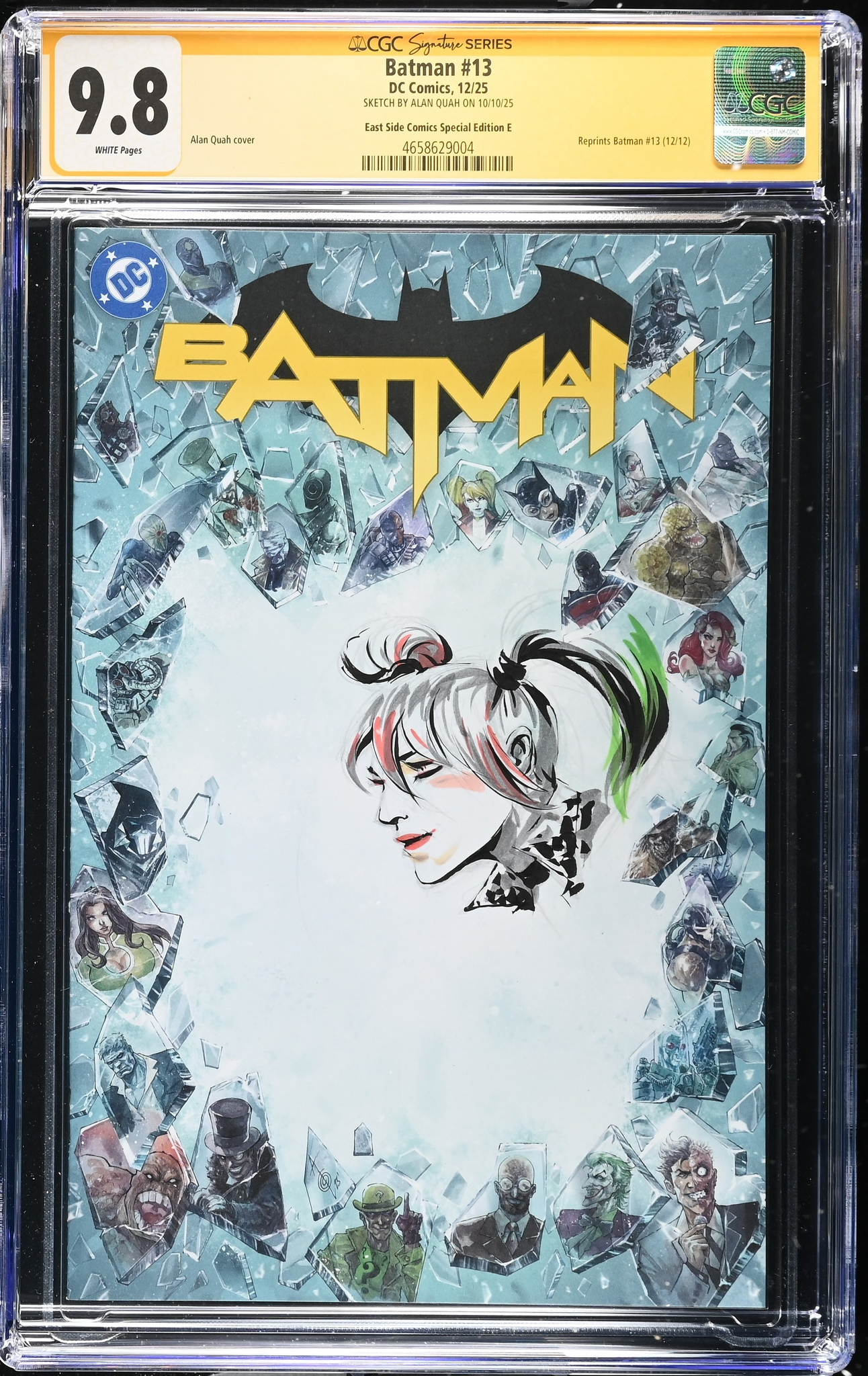 BATMAN (NEW 52) #13 CGC SS 9.8 ALAN QUAH HARLEY QUINN REMARK SIGNED NYCC 2025 EXCL BLANK BORDER VARIANT