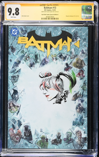 BATMAN (NEW 52) #13 CGC SS 9.8 ALAN QUAH HARLEY QUINN REMARK SIGNED NYCC 2025 EXCL BLANK BORDER VARIANT