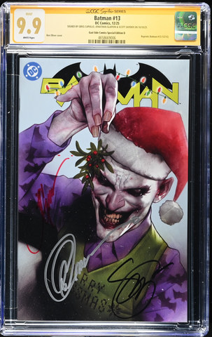 BATMAN (NEW 52) #13 CGC SS 9.9 SIGNED X3 SNYDER CAPULLO BEN OLIVER CHRISTMAS JOKER VARIANT NOT 9.8