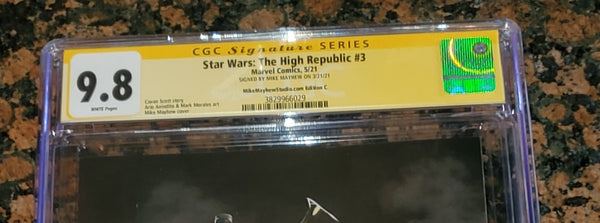 STAR WARS HIGH REPUBLIC #3 CGC SS 9.8 MIKE MAYHEW SIGNED MARCHION RO SHADOW VARIANT-C