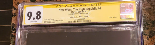 STAR WARS HIGH REPUBLIC #4 CGC SS 9.8 MIKE MAYHEW SIGNED SHADOW VARIANT-C