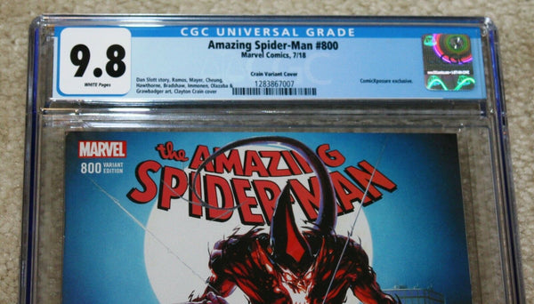Amazing Spider-man spiderman 800 CGC 9.8 clayton crain variant cover red goblin black cat