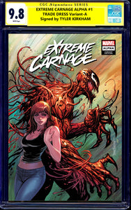 Extreme Carnage Alpha 1 Tyler Kirkham Venom Homage Amazing Spider-man Virgin Variant DC Comics Marvel Comics X-Men Batman East Side Comics Virgin Exclusive cgc signed ss comics