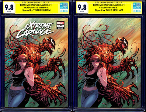 Extreme Carnage Alpha 1 Tyler Kirkham Venom Homage Amazing Spider-man Virgin Variant DC Comics Marvel Comics X-Men Batman East Side Comics Virgin Exclusive cgc signed ss comics