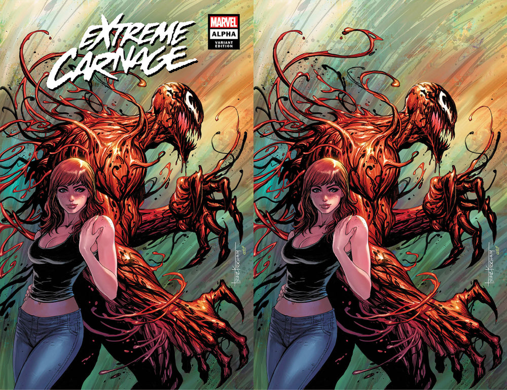 Extreme Carnage Alpha #1 Tyler Kirkham Homage Trade Dress & Virgin Variants virgin cover by Tyler Kirkham