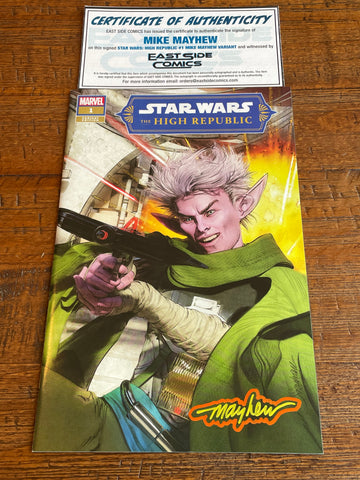 STAR WARS THE HIGH REPUBLIC #1 MIKE MAYHEW SIGNED COA EXCL TRADE VARIANT-A