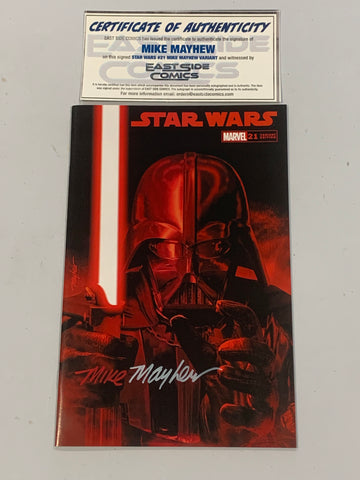 STAR WARS #21 MIKE MAYHEW DUAL SIGNED COA DARTH VADER TRADE DRESS VARIANT-A