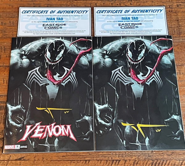 VENOM #9 IVAN TAO SIGNED COA EXCL NEGATIVE TRADE DRESS & VIRGIN VARIANTS