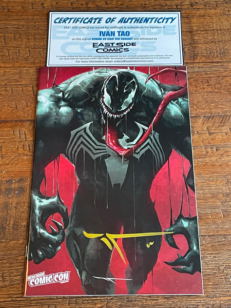 VENOM #9 IVAN TAO SIGNED W/ COA NYCC EXCLUSIVE RED VIRGIN VARIANT 2022