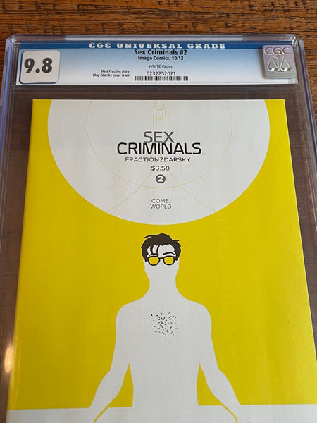 SEX CRIMINALS #2 CGC 9.8 1ST PRINTING AMAZON PRIME TV SERIES!