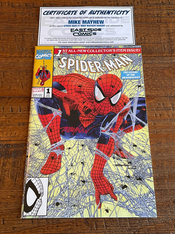 SPIDER-MAN #1 MIKE MAYHEW SIGNED COA EXCL HOMAGE TRADE VARIANT-A