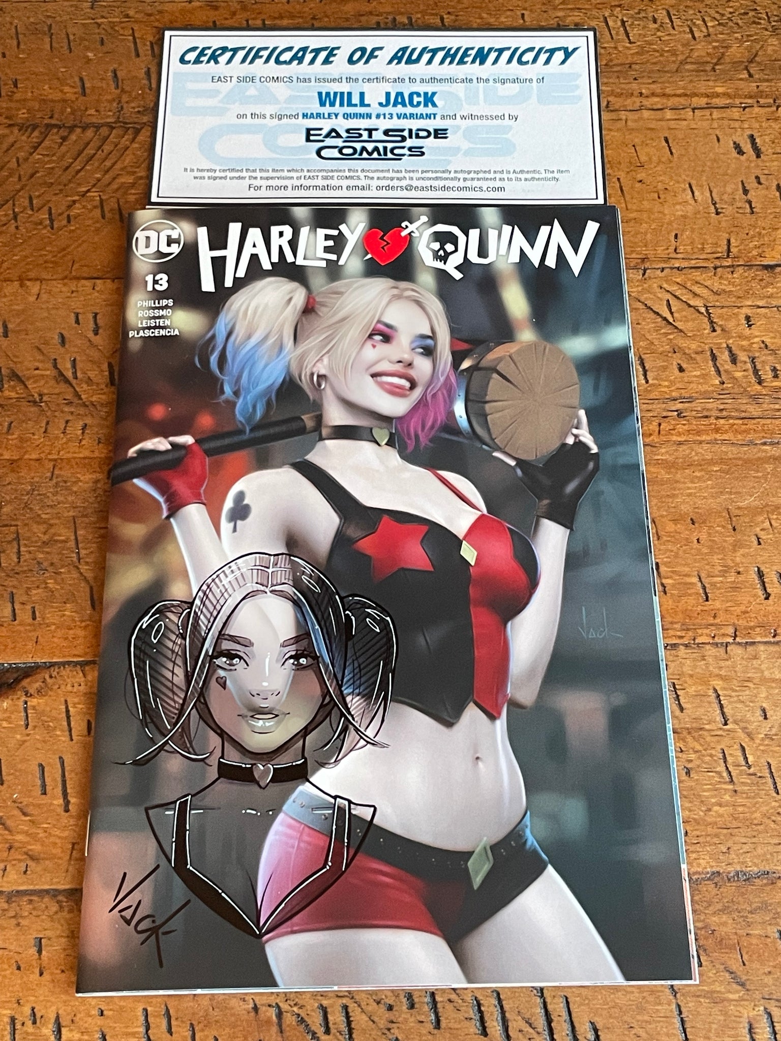 HARLEY QUINN #13 WILL JACK REMARK SKETCH COA TRADE DRESS VARIANT-A