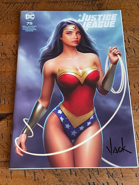 JUSTICE LEAGUE #75 WILL JACK SIGNED COA WONDER WOMAN TRADE DRESS VARIANT-A
