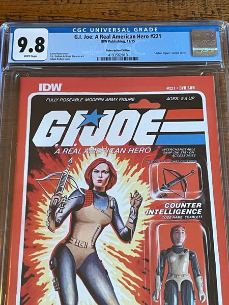 G.I. JOE #221 CGC 9.8 ADAM RICHES SCARLETT ACTION FIGURE VARIANT