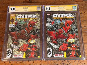DEADPOOL #1 CGC SS 9.8 TODD NAUCK SIGNED HOMAGE COLOR & SILVER VARIANTS