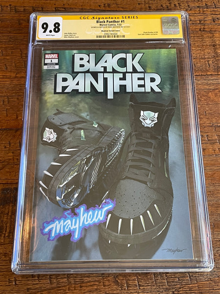 BLACK PANTHER #1 CGC SS 9.8 MIKE MAYHEW INFERNO SIGNED SNEAKER TRADE VARIANT-A