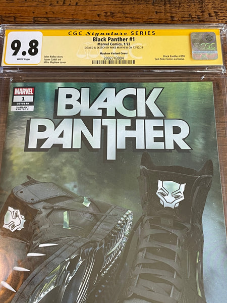 BLACK PANTHER #1 CGC SS 9.8 MIKE MAYHEW INFERNO SIGNED SNEAKER TRADE VARIANT-A
