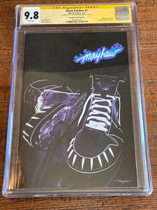 BLACK PANTHER #1 CGC SS 9.8 MIKE MAYHEW INFERNO SIGNED SNEAKER BLACK VIRGIN VARIANT-B
