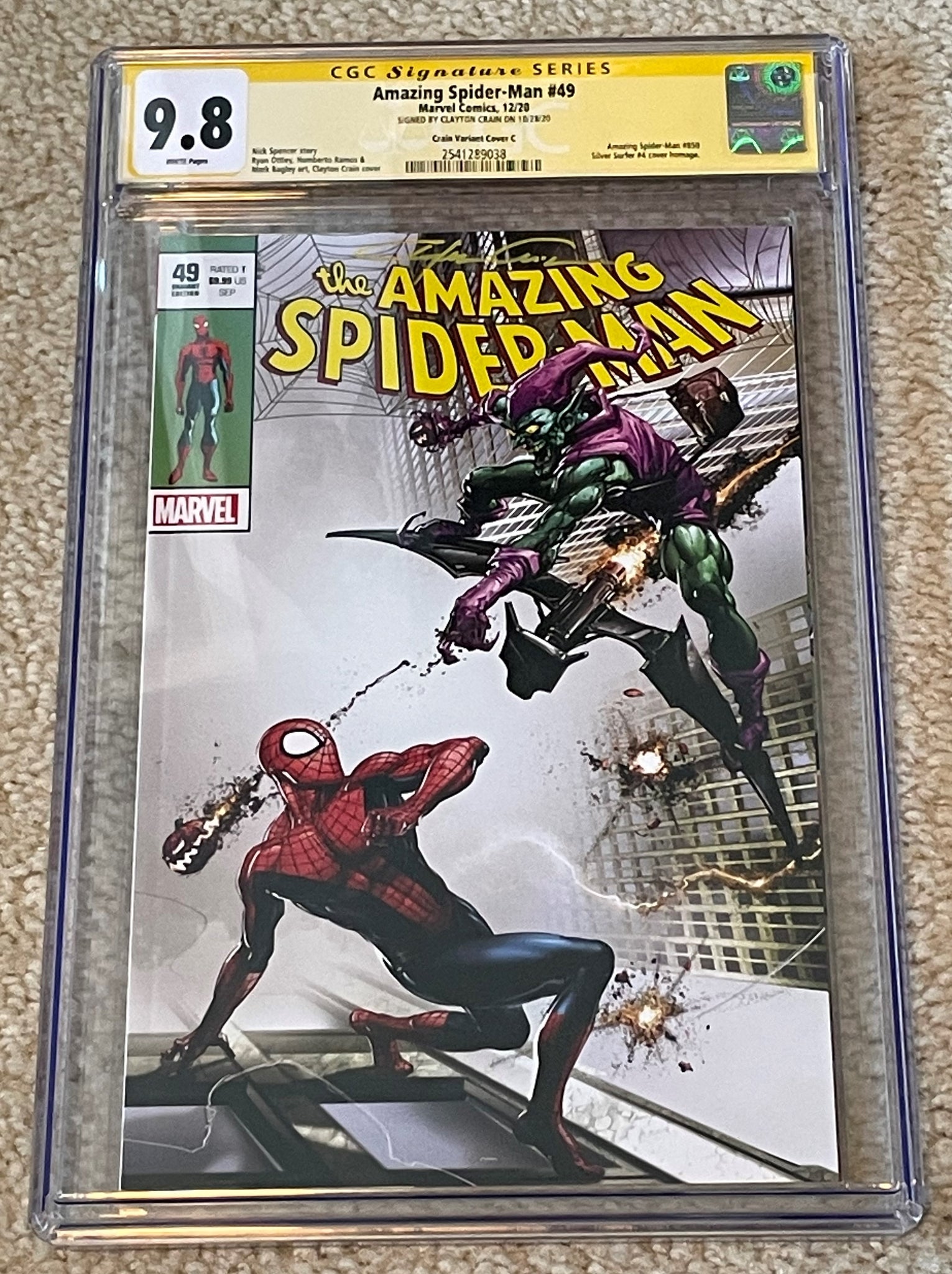 AMAZING SPIDER-MAN #850 (#49) CGC SS 9.8 CLAYTON CRAIN SIGNED CLASSIC VARIANT-C