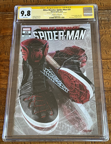 MILES MORALES: SPIDER-MAN #29 CGC SS 9.8 MIKE MAYHEW THWIP SIGNED SNEAKER TRADE DRESS VARIANT