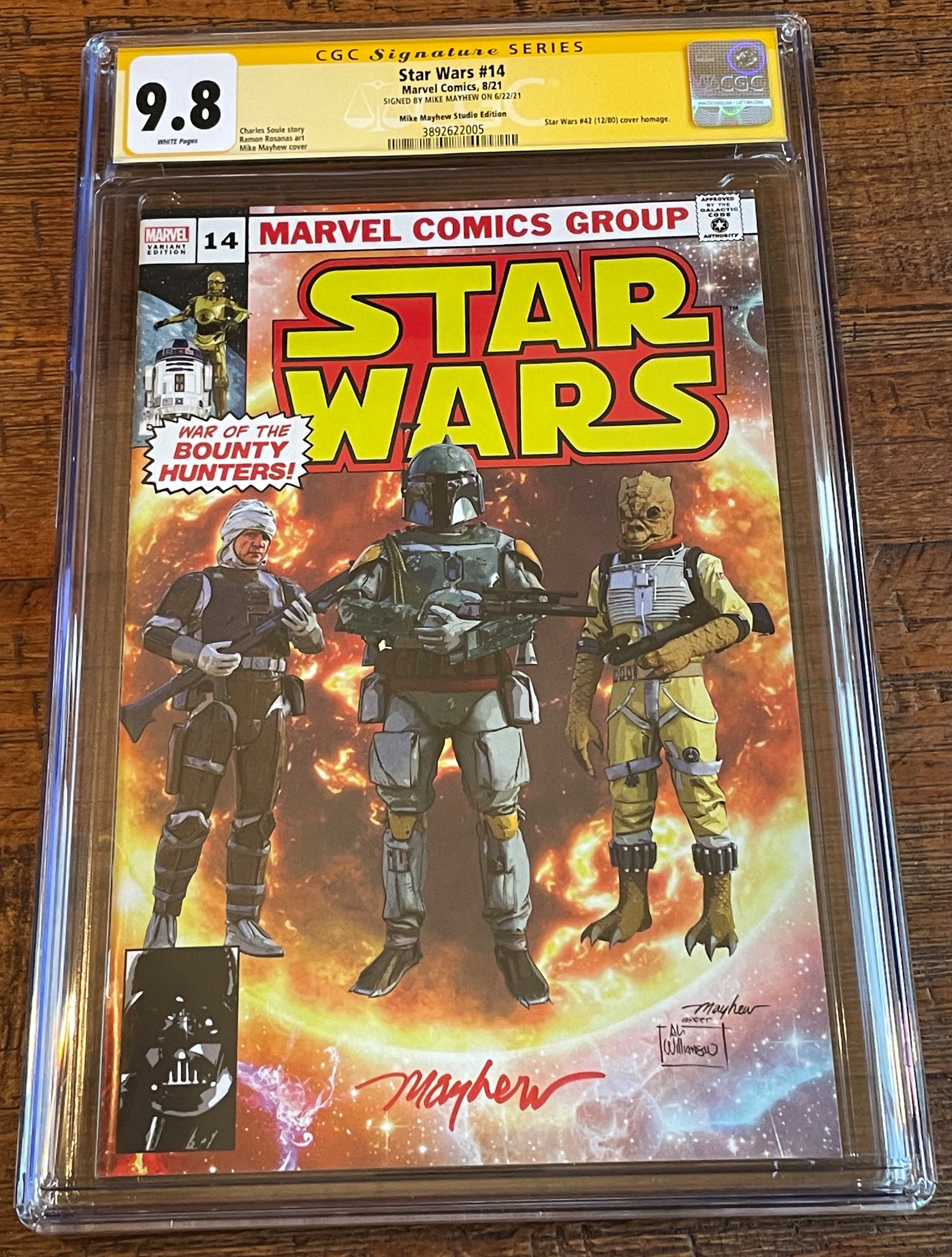 STAR WARS #14 CGC SS 9.8 MIKE MAYHEW SIGNED HOMAGE TRADE DRESS VARIANT-A