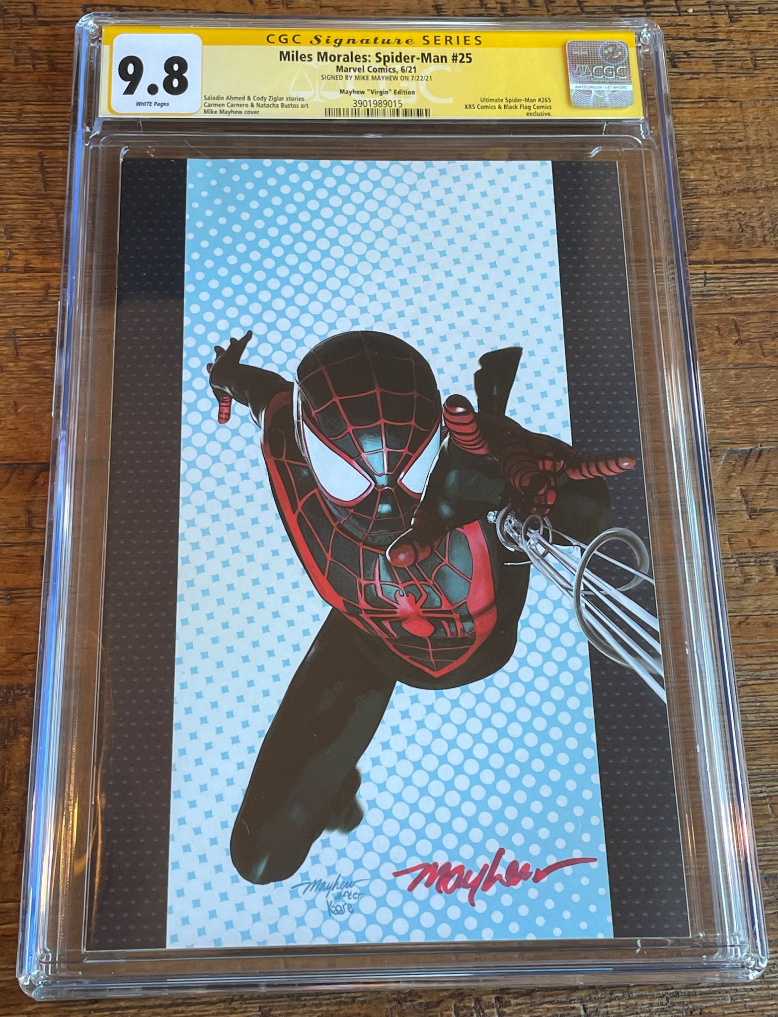 MILES MORALES SPIDER-MAN #25 CGC SS 9.8 MIKE MAYHEW SIGNED HOMAGE VIRGIN VARIANT-B