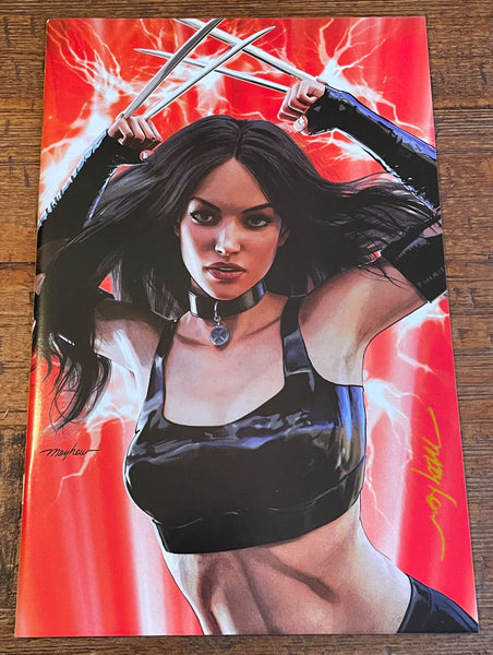X-MEN #1 MIKE MAYHEW SIGNED COA X-23 EXCLUSIVE X-FORCE LEATHER VIRGIN VARIANT-C