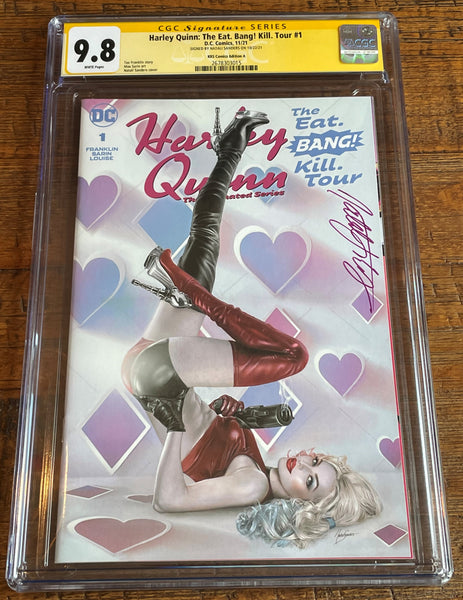 HARLEY QUINN ANIMATED SERIES EAT BANG KILL TOUR #1 CGC SS 9.8 NATALI SANDERS SIGNED TRADE VARIANT-A