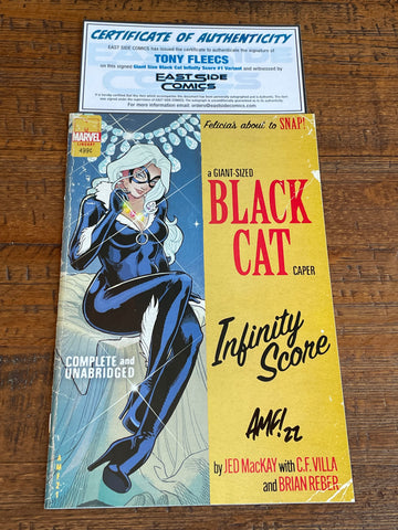 GIANT SIZE BLACK CAT: INFINITY SCORE #1 TONY FLEECS SIGNED W/ COA TRADE DRESS VARIANT-A