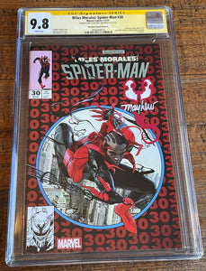 MILES MORALES: SPIDER-MAN #30 CGC SS 9.8 MIKE MAYHEW VENOM SIGNED RED VARIANT-A