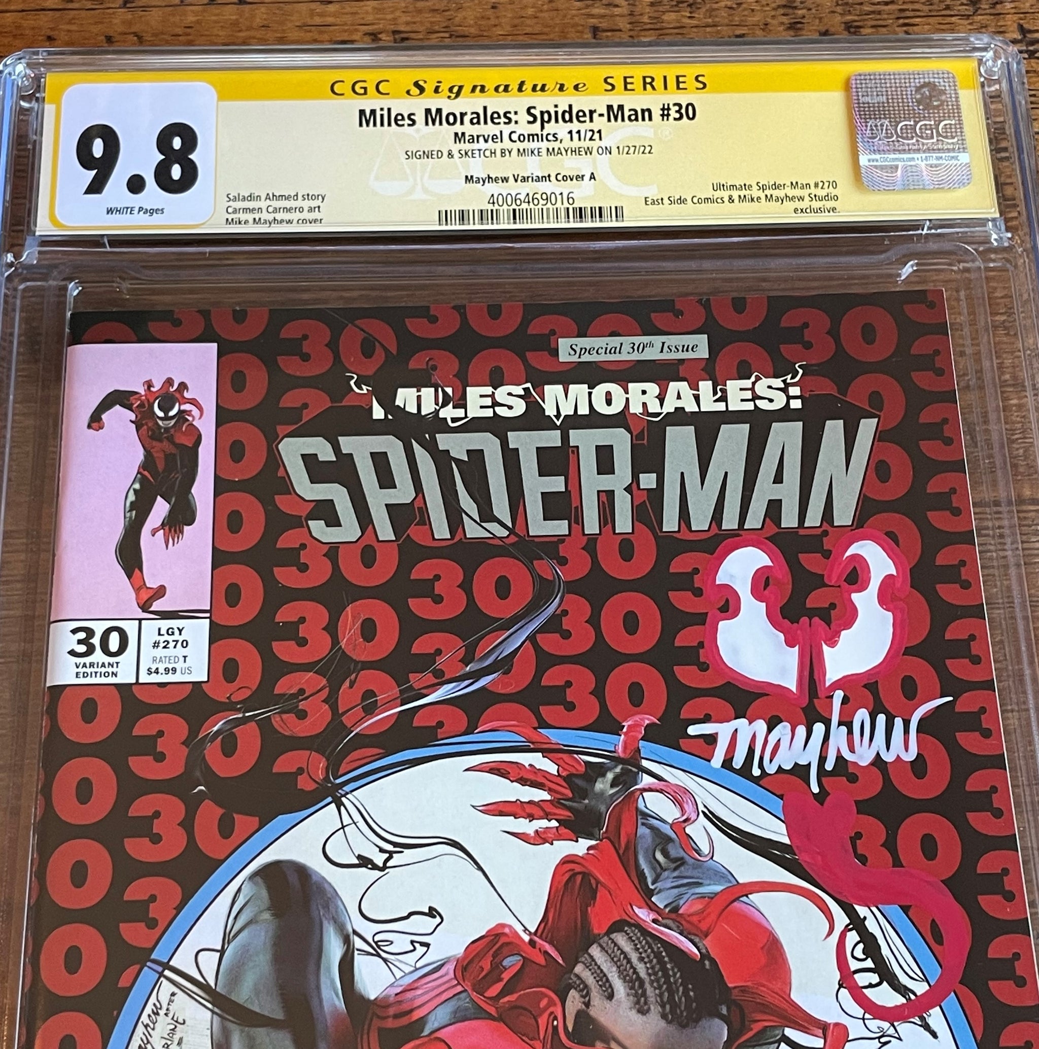 MILES MORALES: SPIDER-MAN #30 CGC SS 9.8 MIKE MAYHEW VENOM SIGNED